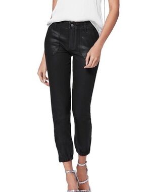 Paige Mayslie Jogger Ankle Pant/Jeans Size 29 Black Fog Luxe Coating Stretch